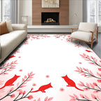 Red Fox Floral Branch Pattern Rug