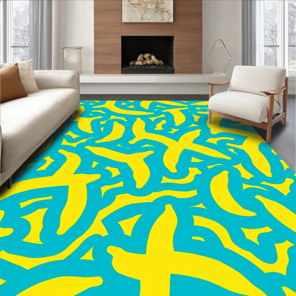 Abstract Yellow Banana Pattern Rug
