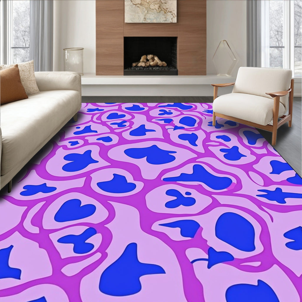 Abstract Shapes Pink Blue Pattern Rug