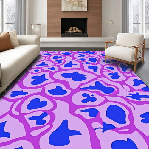 Abstract Shapes Pink Blue Pattern Rug