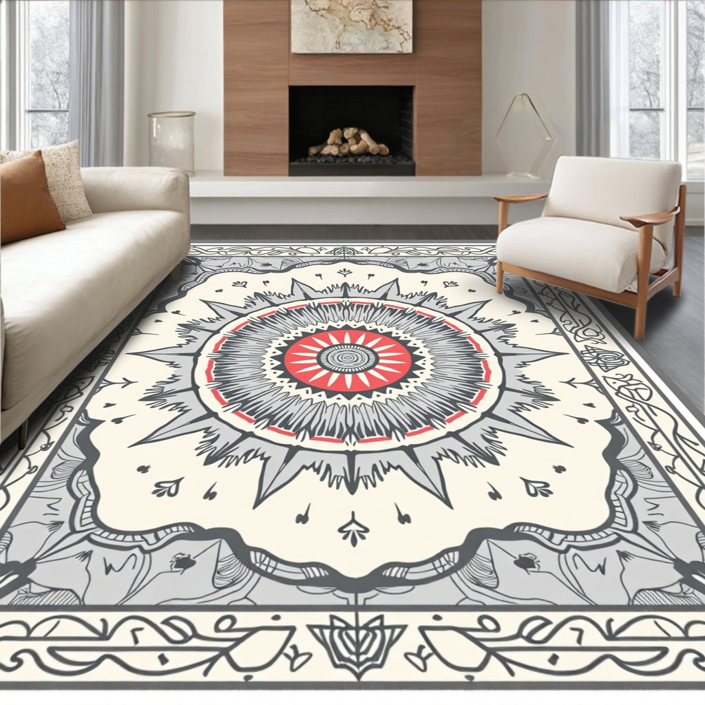 Sun Burst Mandala Floral Design Rug