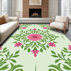 Pink Floral Garden Pattern Rug
