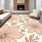 Soft Peach Floral Leaf Pattern Rug