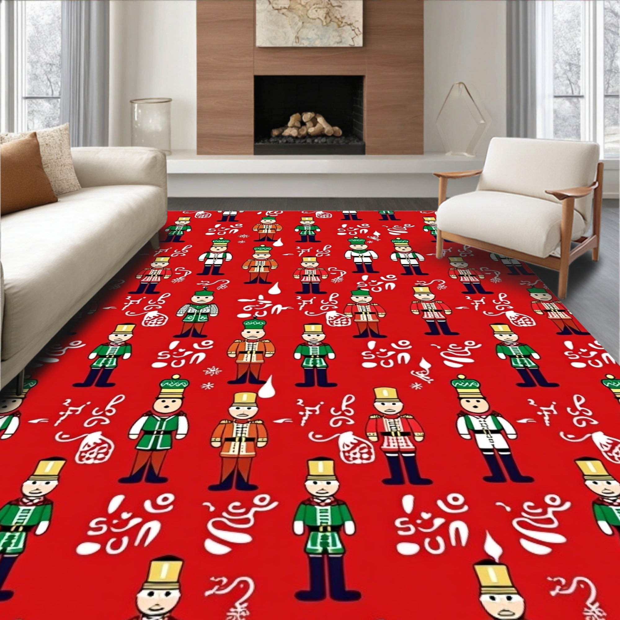 Red Nutcracker Soldier Repeat Rug