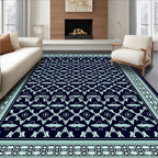 Art Deco Teal Geometric Pattern Rug