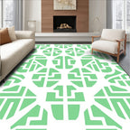 Chic Geometric Patterned Light Green Rug
