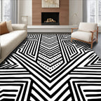 Bold Abstract Geometric Lines Pattern Rug
