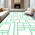 Mint Green Geometric Rectangular Maze Rug