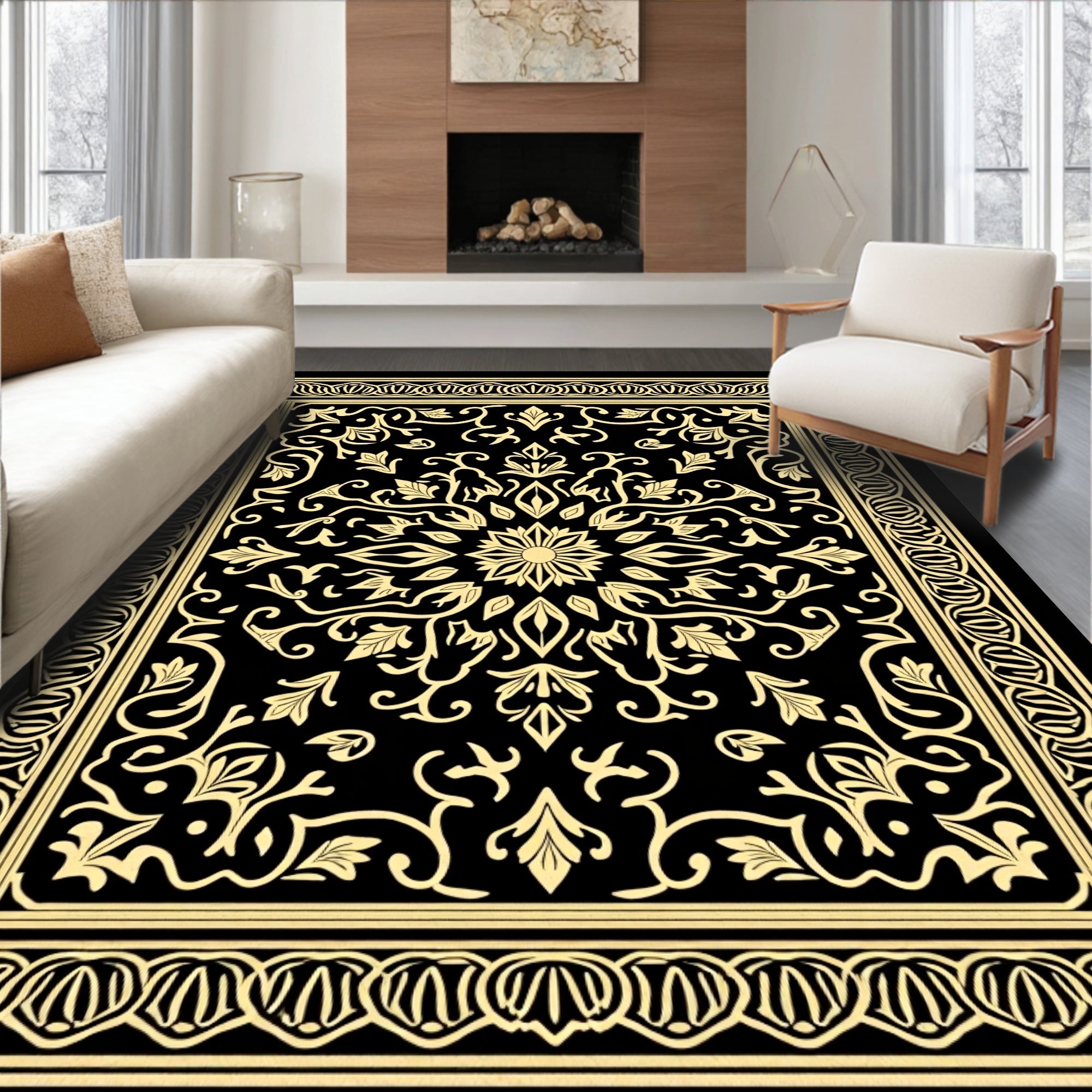 Ancient Floral Inlay Patterned Rug