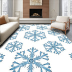 Light Blue Snowflake Winter Collage Rug