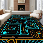 Futuristic Circuit Board Design Rug