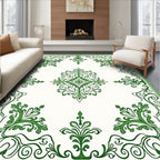 Verdant Floral Scroll Square Medallion Rug