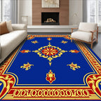 Royal Blue Red Gold Medallion Design Rug