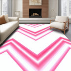 Pink And White Chevron Pattern Rug