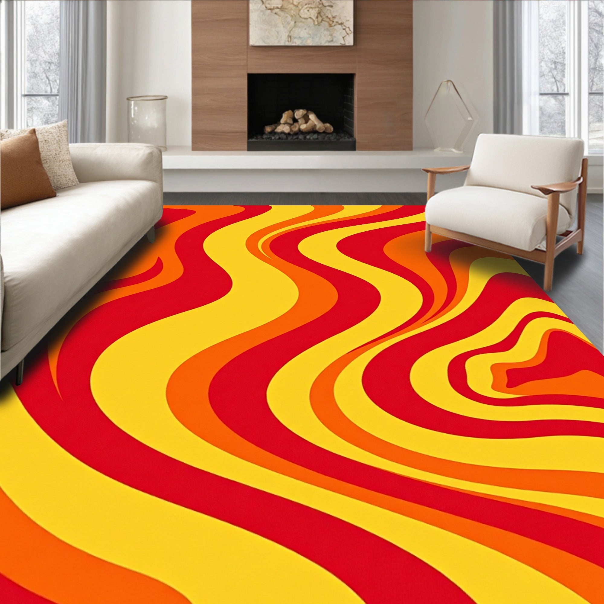 Retro Swirl Pattern Rug
