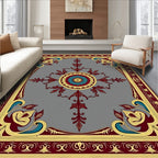 Elaborate Floral Medallion Golden Design Rug
