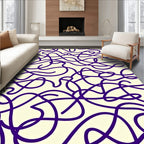 Lively Purple Abstract Linear Design Rug
