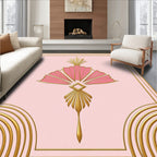 Pink Gold Art Deco Fan Pattern Rug