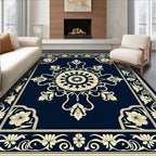 Classic Floral Medallion Dark Navy Rug