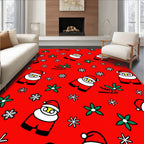 Festive Red Santa Snowflakes Holiday Collage Rug