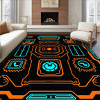 Cyberpunk Orange Neon Futuristic Design Rug