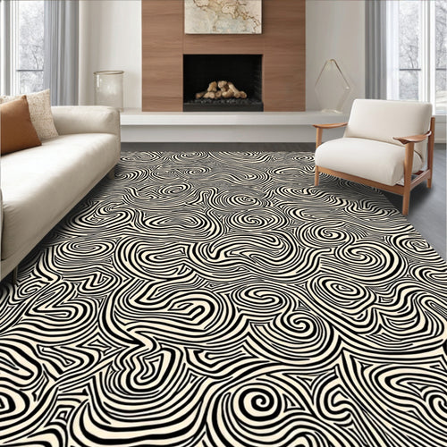 Abstract Curled Line Pattern Design Rug