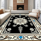 Classic Floral Mandala With Geometric Border Rug