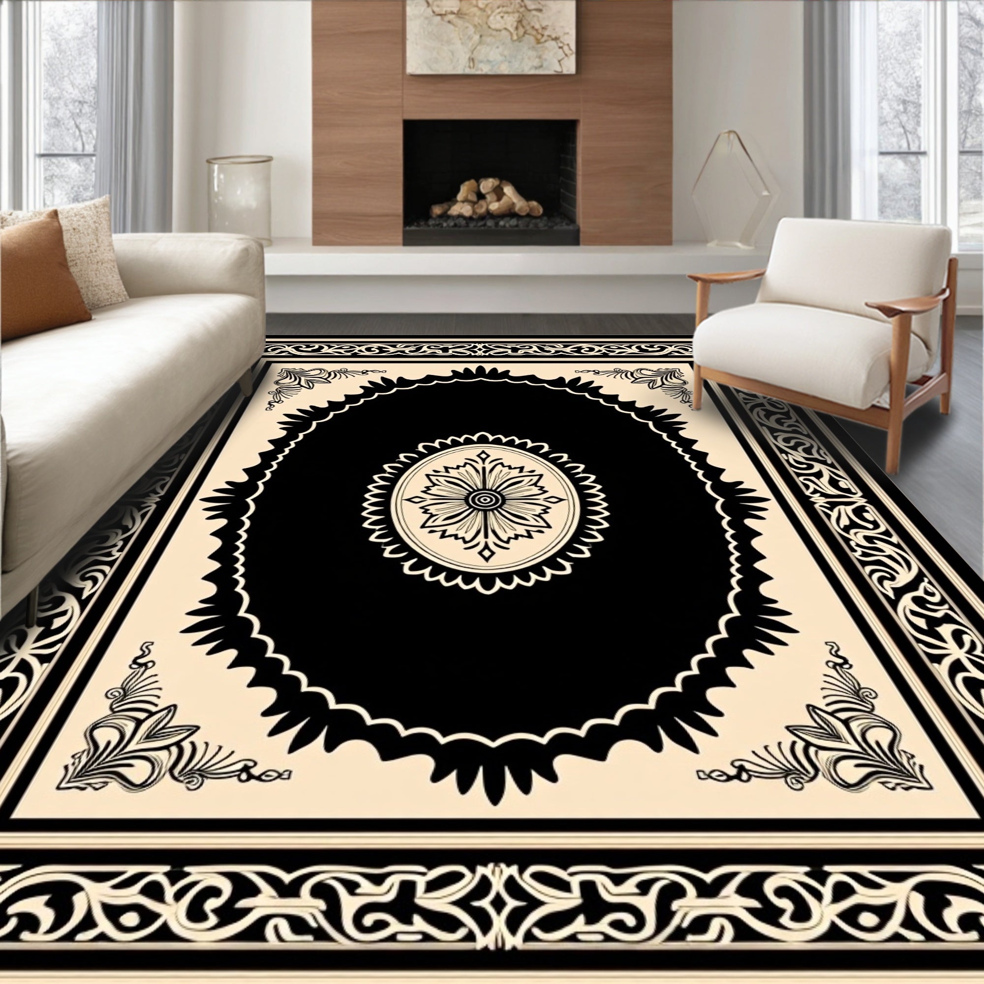 Intricate Floral Medallion Patterned Area Rug