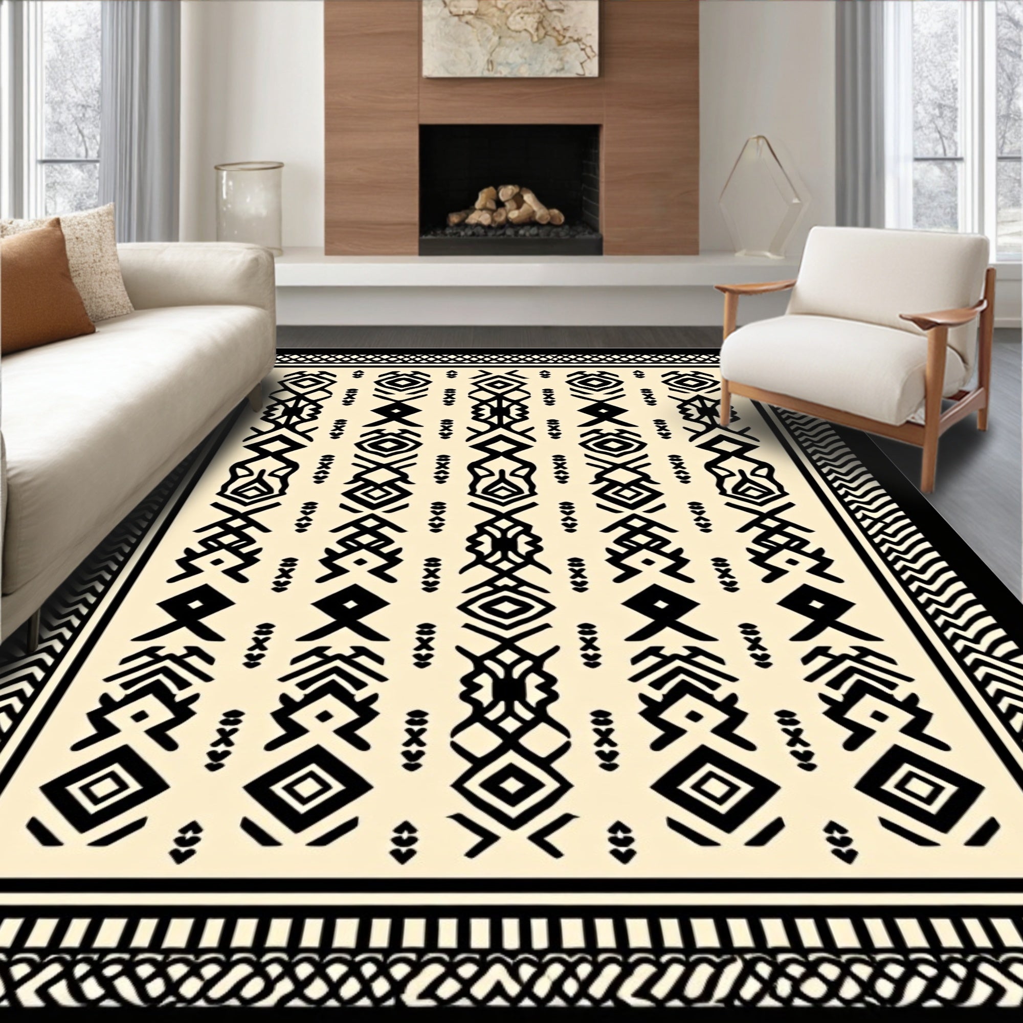 Bold Abstract Tribal Pattern Rug