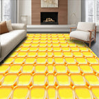 Golden Honeycomb Grid Design Rug
