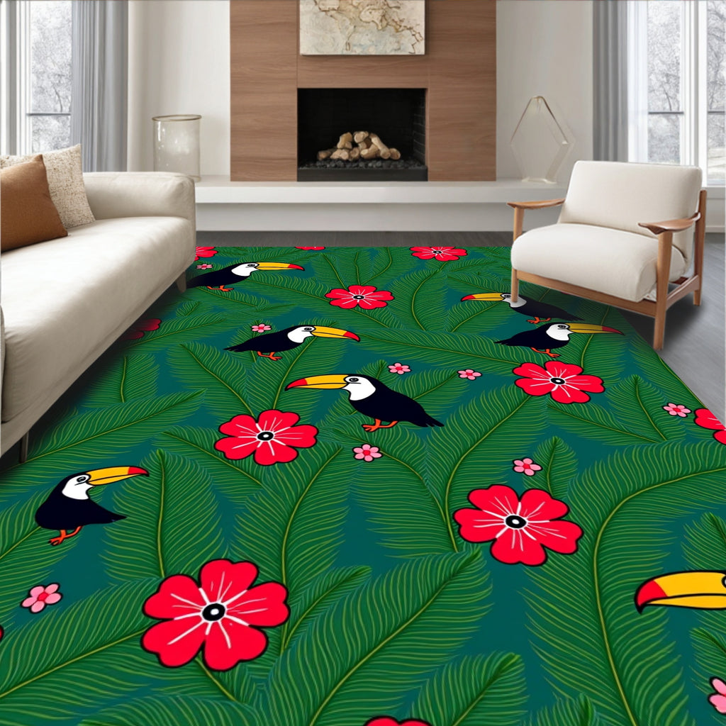 Tropical Toucan Bloom Pattern Rug