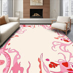 Whimsical Pink Abstract Floral Pattern Rug