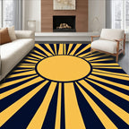 Sunburst Yellow and Navy Geometric Rug