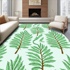 Green Leafy Branch Pattern Rug