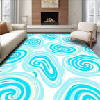 Swirling Blue Cream Abstract Pattern Rug