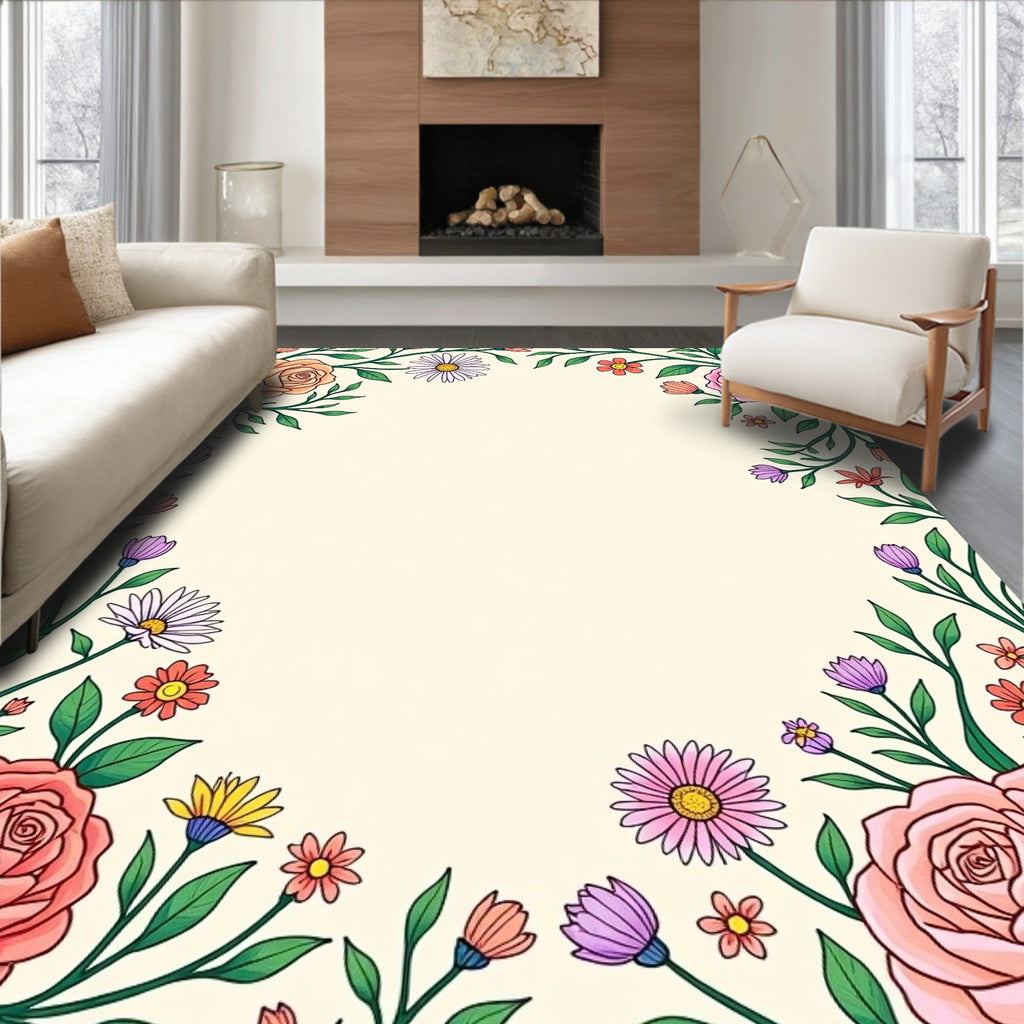 Vibrant Floral Vines Petals Rug