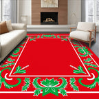 Red Green White Floral Garland Rug