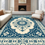 Vintage Blue Floral Mandala Pattern Rug