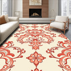 Coral Floral Scrollwork Pattern Rug