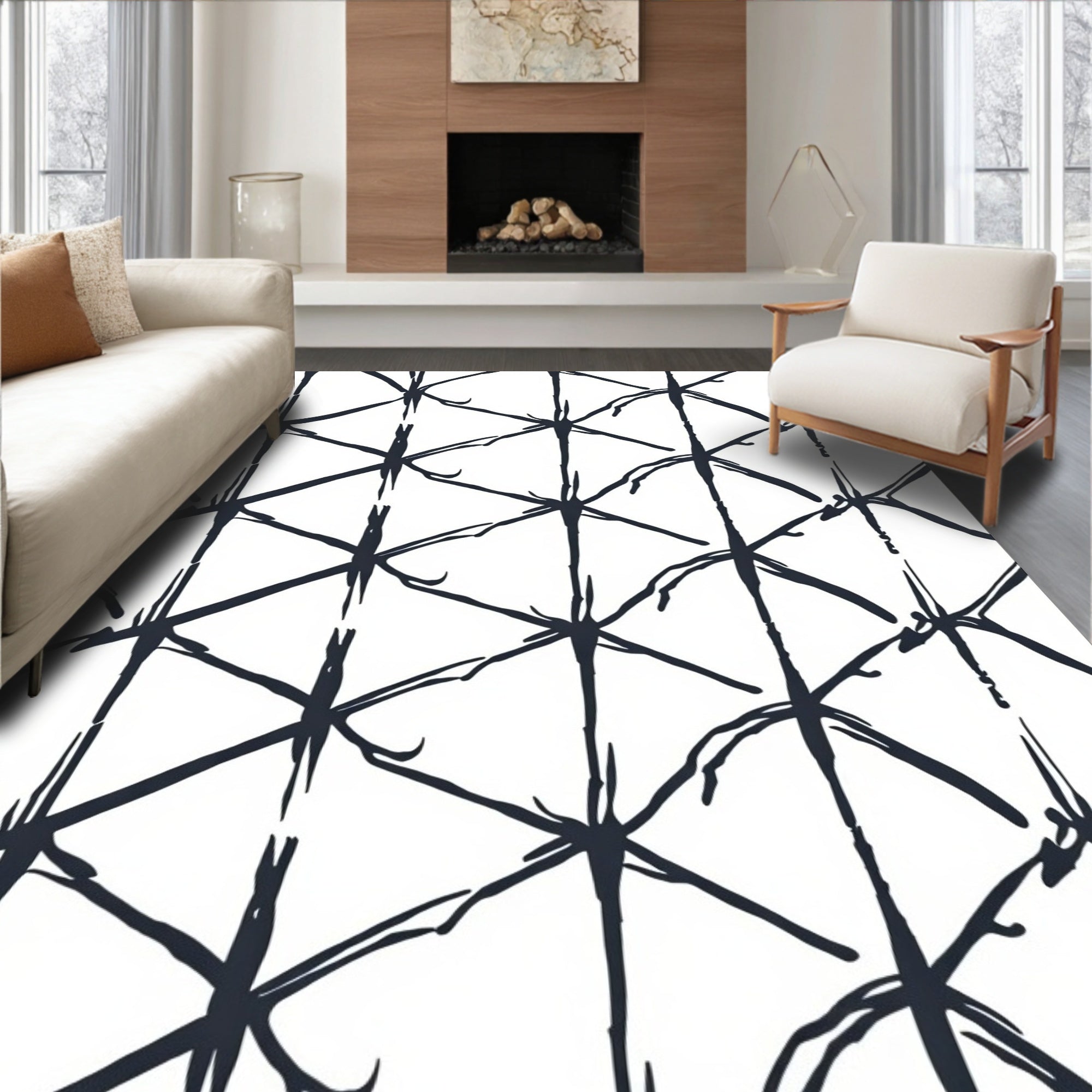 Abstract Geometric Network Pattern Rug