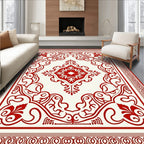 Classic Red Floral Medallion Pattern Rug
