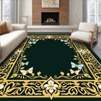 Ornate Floral Garden Butterfly Border Rug