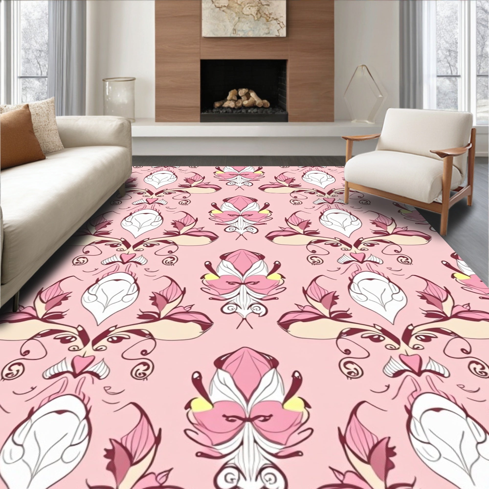 Floral Crest Abstract Pattern Rug