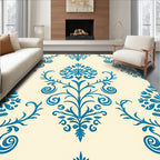 Blue Floral Damask Pattern Rug