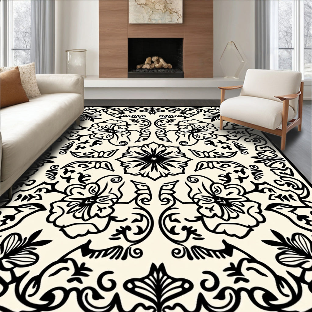 Floral Vine Scrollwork Pattern Rug