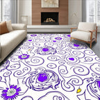 Whimsical Floral Swirl Purple Heart Design Rug