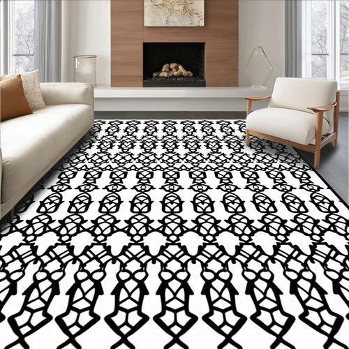 Abstract Interlocking Geometric Pattern Rug