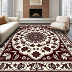Maroon Floral Mandala Pattern Rug