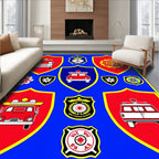 Red Fire Truck Emblem Collection Rug