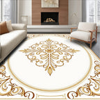 Classical Gold Floral Swirl Pattern Rug